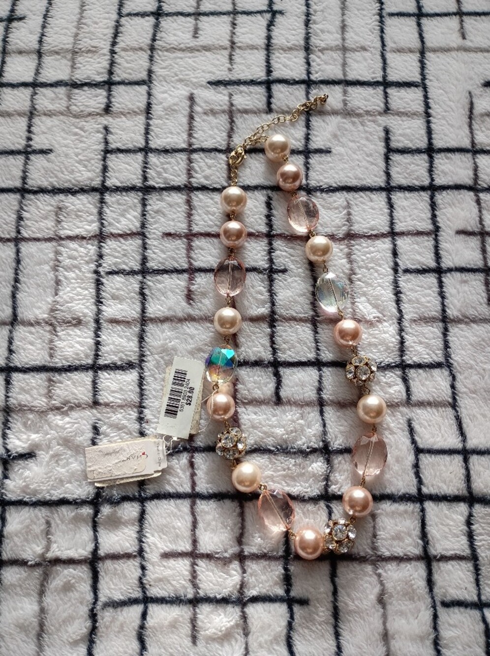 Charter Club Pink Faux Pearl and Crystal Statement Necklace NEW WITH TAGS